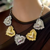 Two-Tone Heart Chain Necklace