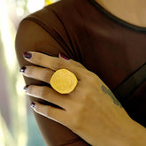 Vintage Coin Texture Gold Ring