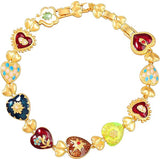 Multicolor Enamel Heart Motif Gold-Tone Necklace