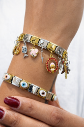 Elegant Dual-Tone Charm Bracelet Collection