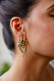 Royal Green Gemstone Goddess Drop Earrings