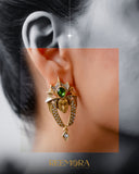 Royal Green Gemstone Goddess Drop Earrings
