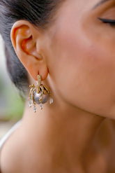 Golden Crystal Droplet Dome Earrings