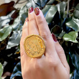 Vintage Coin Texture Gold Ring