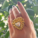 Regal Heart Pearl Ring