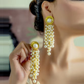 Gold Pearl Tassel Earrings
