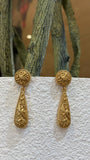 Antique Gold Engraved Drop Earrings