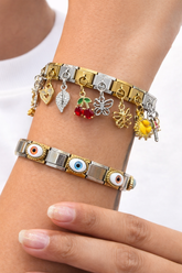 Reemora Dual-Tone Charm & Evil Eye Bracelet Set