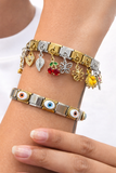 Reemora Dual-Tone Charm & Evil Eye Bracelet Set
