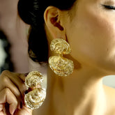Textured Gold Shell Drop Earrings
