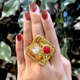 Bold Heritage Square Statement Ring