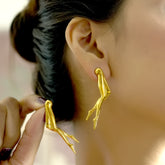 Abstract Gold Branch Drop Earrings