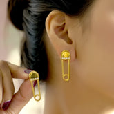 Gold Safety Pin Stud Earrings