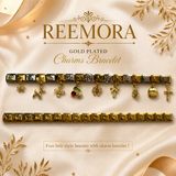 Reemora Dual-Tone Cherry & Floral Charm Bracelet Set
