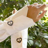 Gold with Navy Blue & White accents Heart Evil Eye Heart Button