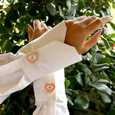 Pink Evil Eye Heart Button