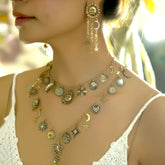 Celestial Sun & Moon Dangling Earrings