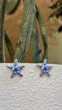 Blue & White Starfish Stud Earrings