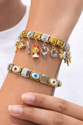 Timeless Dual-Tone Charm Bracelet with Signature Evil Eye Detail