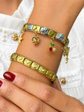 Reemora Dual Gold Charm Bracelet Set with Heart & Cherry Charms