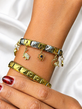 Reemora Dual-Tone Charm Bracelet Set with Floral & Heart Links
