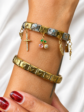 Reemora Dual-Tone Cross & Cherry Charm Bracelet Set