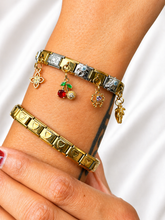 Reemora Dual-Tone Cherry & Floral Charm Bracelet Set