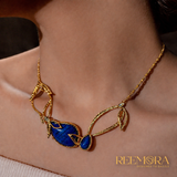 Sapphire Leaf Gold Necklace