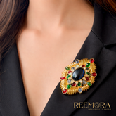 Royal Multicolor Gem Blazer Brooch