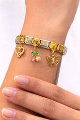Reemora Graceful Gold Charm Bracelet with Butterfly & Floral Accents