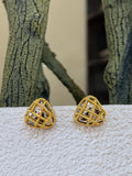 Demi-Fine Gold Crystal Lattice Stud Earrings