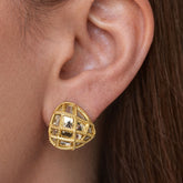 Demi-Fine Gold Crystal Lattice Stud Earrings
