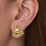 Demi-Fine Gold Crystal Lattice Stud Earrings