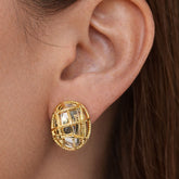 Demi-Fine Gold Crystal Stud Earrings