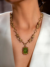 Cherub Green Stone Pendant Necklace