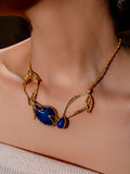 Sapphire Leaf Gold Necklace