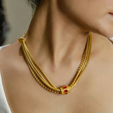 Ruby Accent Gold Layered Necklace