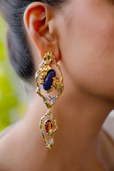 Gold Lapis Lazuli & Citrine Drop Earrings