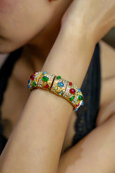 Multicolor Stone Studded Gold Bracelet