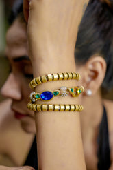 Royal Blue & Emerald Gold Statement Bracelet