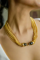 Black & Gold Beaded Statement Necklace