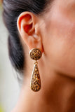 Antique Gold Engraved Drop Earrings