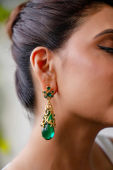 Emerald Teardrop Dangler Earrings