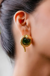 Emerald Serpent Stud Earrings