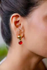 Bull Ruby Drop Earrings