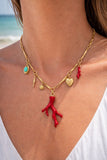 Ocean Coral Charm Gold Necklace