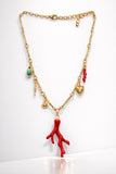 Ocean Coral Charm Gold Necklace