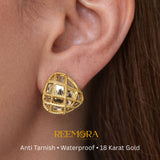Demi-Fine Gold Crystal Lattice Stud Earrings