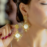 Golden Clock-Inspired Statement Drop Earrings
