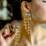 Golden Evil Eye Chandelier Earrings